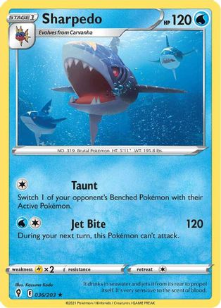 Sharpedo (036/203) [Sword & Shield: Evolving Skies] Reverse Holofoil