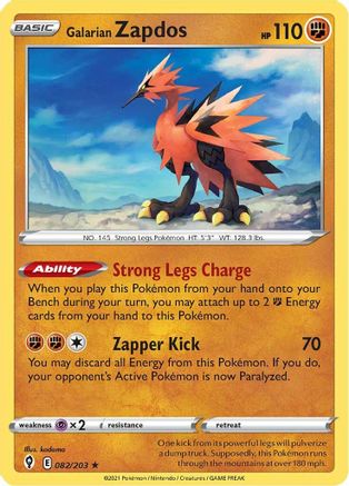 Galarian Zapdos (082/203) [Sword & Shield: Evolving Skies] Reverse Holofoil