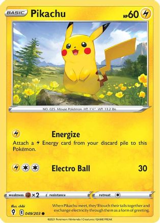 Pikachu (049/203) [Sword & Shield: Evolving Skies] Reverse Holofoil