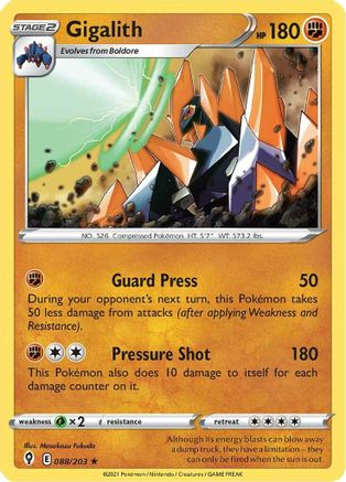 Gigalith (088/203) [Sword & Shield: Evolving Skies] Reverse Holofoil
