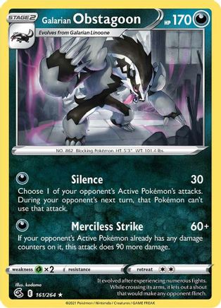 Galarian Obstagoon (161/264) [Sword & Shield: Fusion Strike] Reverse Holofoil