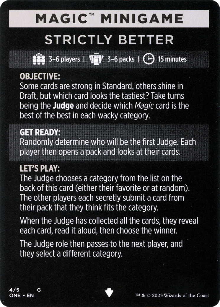 Strictly Better // Strictly Better (cont'd)  [Phyrexia: All Will Be One Minigames] Foil
