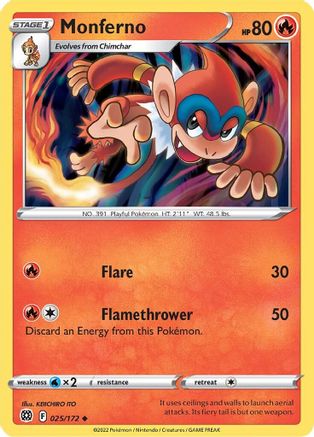 Monferno (025/172) [Sword & Shield: Brilliant Stars] Reverse Holofoil