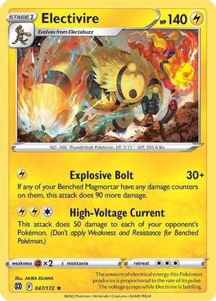 Electivire (047/172) [Sword & Shield: Brilliant Stars] Reverse Holofoil