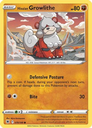 Hisuian Growlithe (070/189) [Sword & Shield: Astral Radiance] Reverse Holofoil