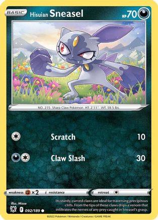 Hisuian Sneasel (092/189) [Sword & Shield: Astral Radiance] Reverse Holofoil