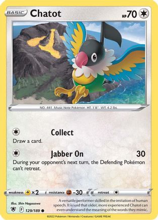 Chatot (129/189) [Sword & Shield: Astral Radiance] Reverse Holofoil