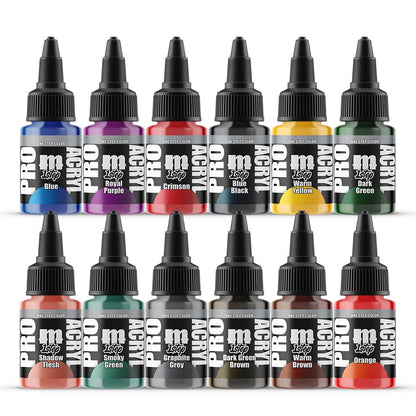 Monument Hobbies - Pro Acryl 1 Step Paint Set One - 12 Colors