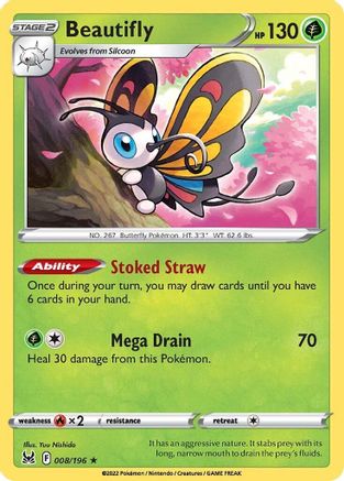 Beautifly (008/196) [Sword & Shield: Lost Origin] Reverse Holofoil