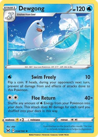 Dewgong (034/196) [Sword & Shield: Lost Origin] Reverse Holofoil
