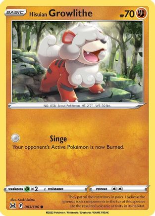 Hisuian Growlithe (083/196) [Sword & Shield: Lost Origin] Reverse Holofoil