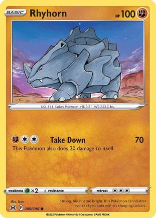 Rhyhorn (089/196) [Sword & Shield: Lost Origin] Reverse Holofoil