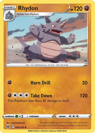 Rhydon (090/196) [Sword & Shield: Lost Origin] Reverse Holofoil