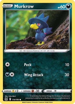 Murkrow (114/196) [Sword & Shield: Lost Origin] Reverse Holofoil