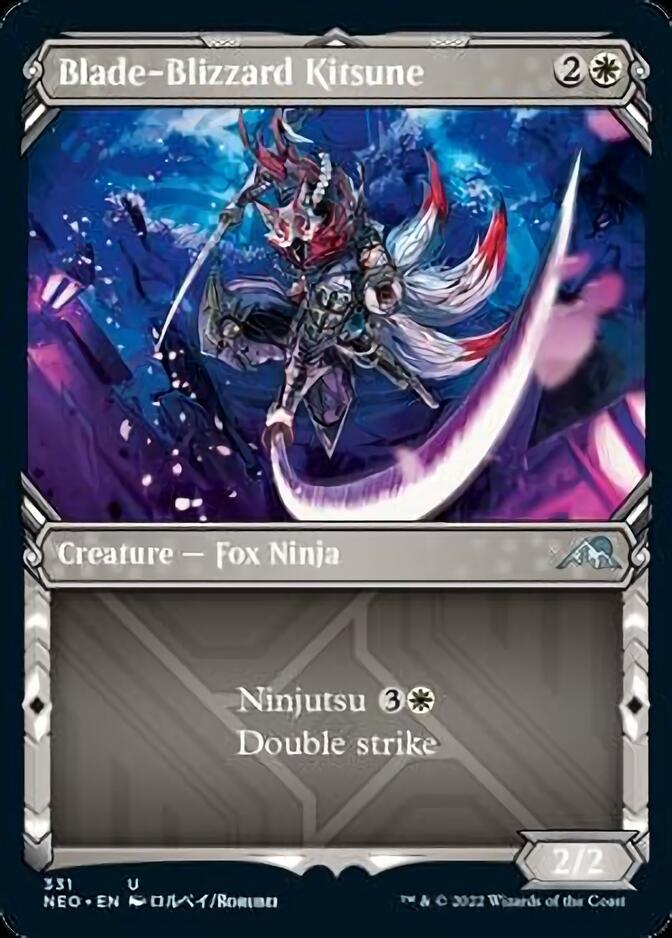 Blade-Blizzard Kitsune (Showcase Ninja) [Kamigawa: Neon Dynasty] Foil