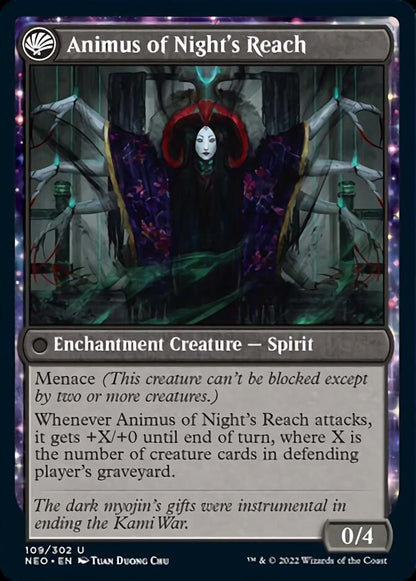 The Long Reach of Night // Animus of Night's Reach [Kamigawa: Neon Dynasty] Foil -1