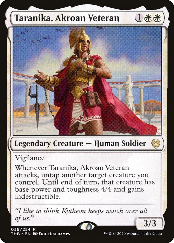 Taranika, Akroan Veteran (Promo Pack) [Theros Beyond Death Promos] Foil