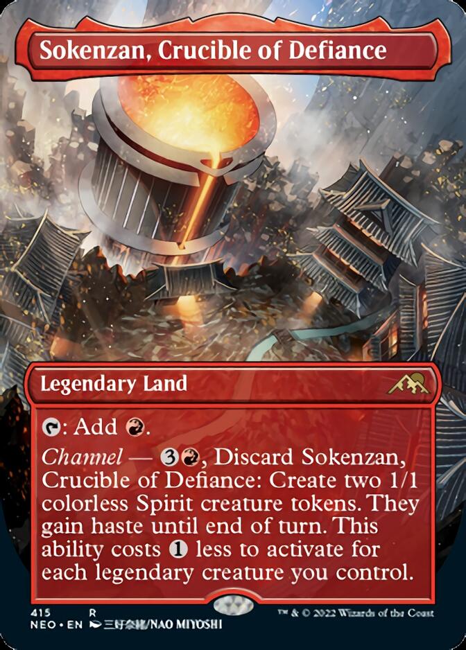 Sokenzan, Crucible of Defiance (Borderless Alternate Art) [Kamigawa: Neon Dynasty] Foil