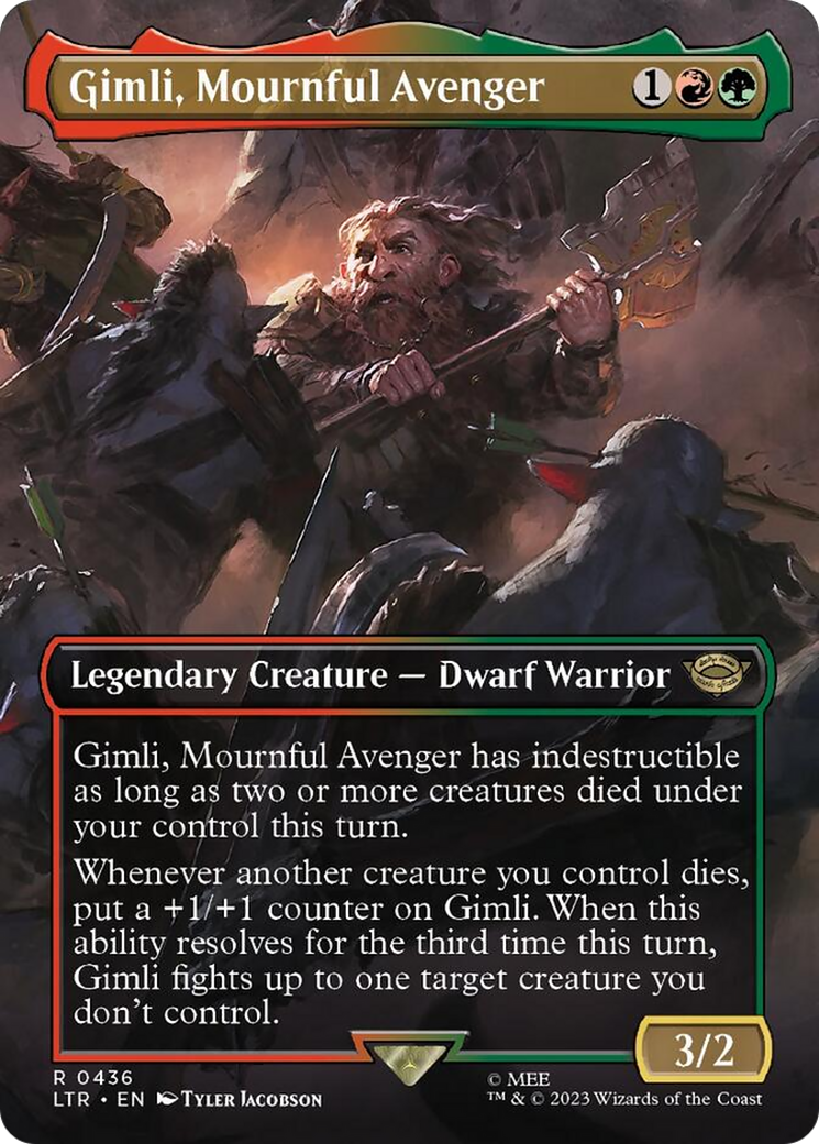 Gimli, Mournful Avenger (Borderless Alternate Art) [The Lord of the Rings: Tales of Middle-Earth] Foil