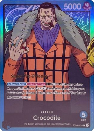 Crocodile (001) (ST03-001) - [Super Pre-Release Starter Deck 3: The Seven Warlords of the Sea] Foil