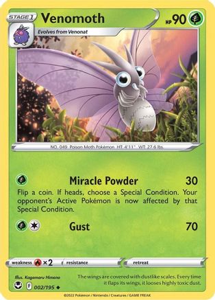 Venomoth (002/195) [Sword & Shield: Silver Tempest] Reverse Holofoil