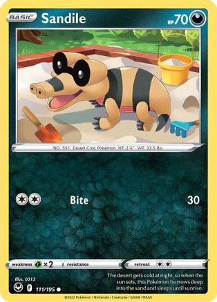 Sandile (111/195) [Sword & Shield: Silver Tempest] Reverse Holofoil