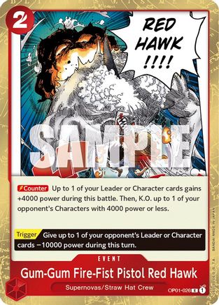 Gum-Gum Fire-Fist Pistol Red Hawk (OP01-026) - [Romance Dawn] Foil