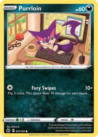Purrloin (077/159) [Sword & Shield: Crown Zenith] Reverse Holofoil