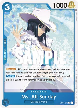 Ms. All Sunday (Promotion Pack 2023) (OP01-079) - [One Piece Promotion Cards]