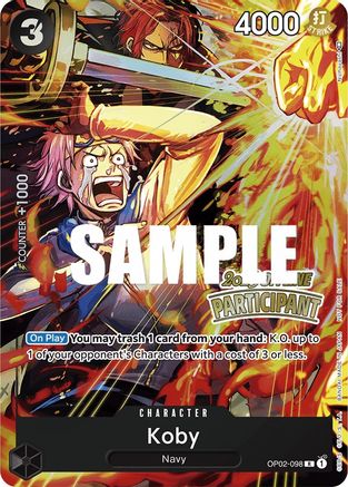 Koby (Offline Regional 2023) [Participant] (OP02-098) - [One Piece Promotion Cards] Foil