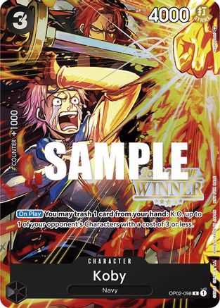 Koby (Offline Regional 2023) [Winner] (OP02-098) - [One Piece Promotion Cards] Foil