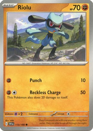 Riolu (113/198) [Scarlet & Violet: Base Set] Reverse Holofoil