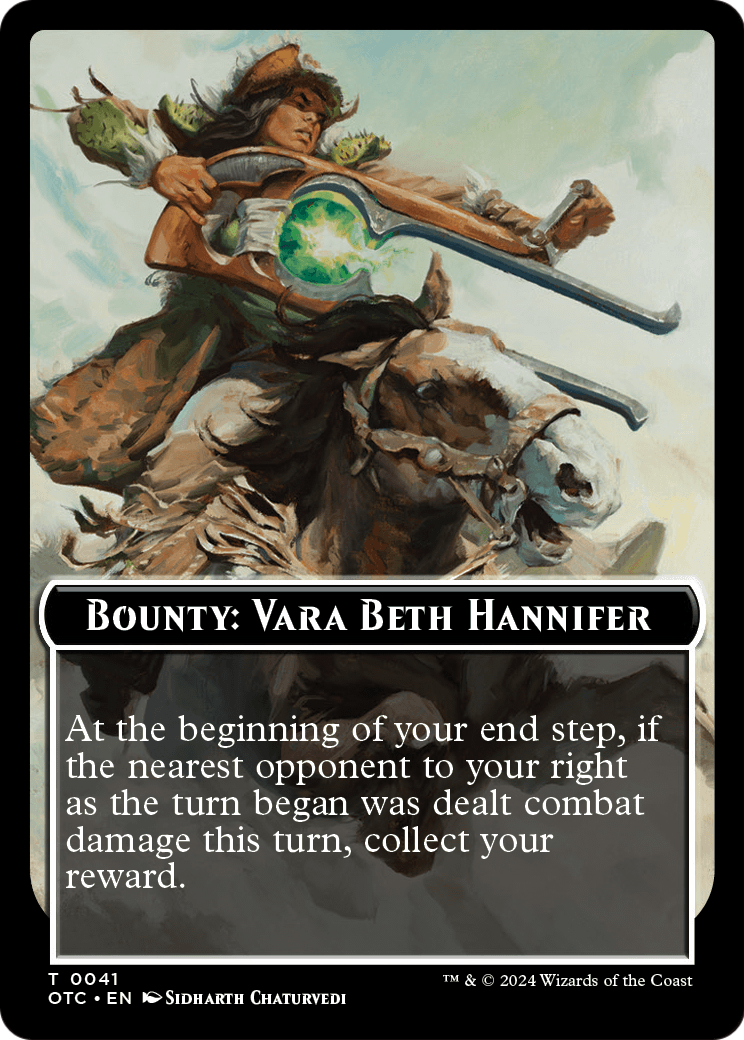 Bounty: Vara Beth Hannifer // Wanted!  [Outlaws of Thunder Junction Commander Tokens]
