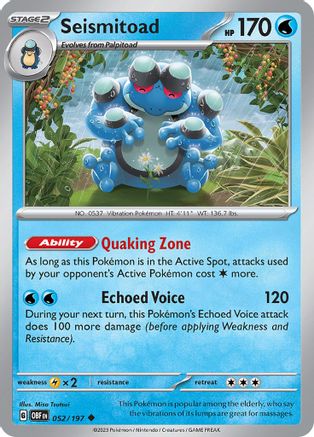 Seismitoad (052/197) [Scarlet & Violet: Obsidian Flames] Reverse Holofoil
