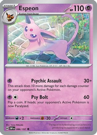 Espeon (086/197) [Scarlet & Violet: Obsidian Flames] Reverse Holofoil