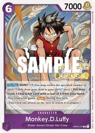 Monkey.D.Luffy (Judge Pack Vol. 2) (OP03-070) - [One Piece Promotion Cards] Foil