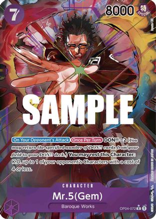 Mr.5 (Gem) (Alternate Art) (OP04-072) - [Kingdoms of Intrigue] Foil