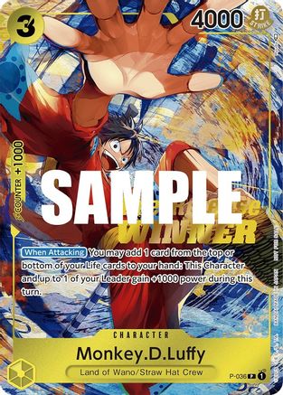 Monkey.D.Luffy (Pre-Release Tournament) (Winner) (P-036) - [One Piece Promotion Cards] Foil