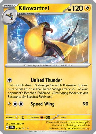 Kilowattrel (022/091) [Scarlet & Violet: Paldean Fates] Reverse Holofoil