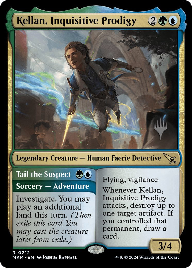 Kellan, Inquisitive Prodigy // Tail the Suspect (Promo Pack) [Murders at Karlov Manor Promos] Foil