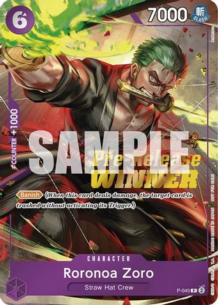 Roronoa Zoro (OP-06 Pre-Release Tournament) [Winner] (P-045) - [One Piece Promotion Cards] Foil