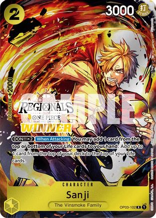Sanji (Online Regional 2024) [Winner] (OP03-102) - [One Piece Promotion Cards] Foil