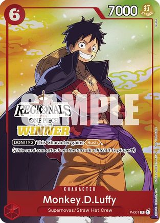 Monkey.D.Luffy (001) (Online Regional 2024 Vol. 2) [Winner] (P-001) - [One Piece Promotion Cards] Foil
