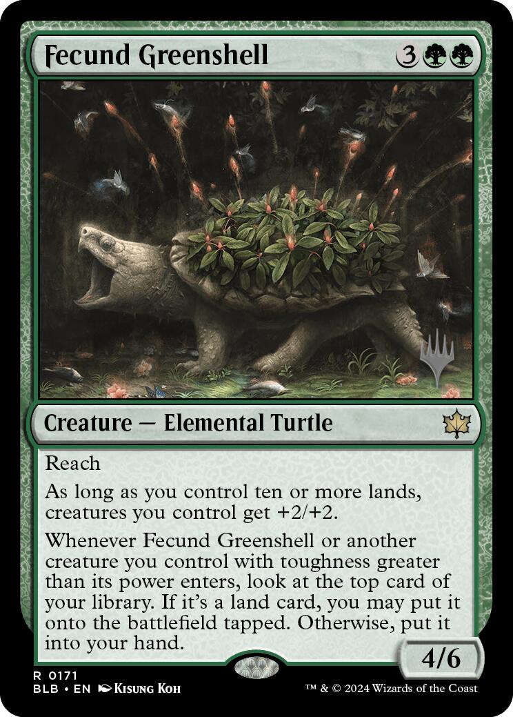 Fecund Greenshell (Promo Pack) [Bloomburrow Promos] Foil