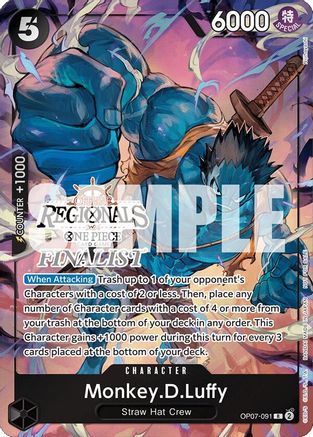 Monkey.D.Luffy (091) (Offline Regional 2024 Vol. 3) [Finalist] (OP07-091) - [One Piece Promotion Cards] Foil