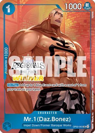Mr.1 (Daz.Bonez) (Online Regional 2024 Vol. 3) [Winner] (OP02-063) - [One Piece Promotion Cards] Foil