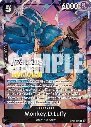 Monkey.D.Luffy (091) (Offline Regional 2024 Vol. 3) [Winner] (OP07-091) - [One Piece Promotion Cards] Foil