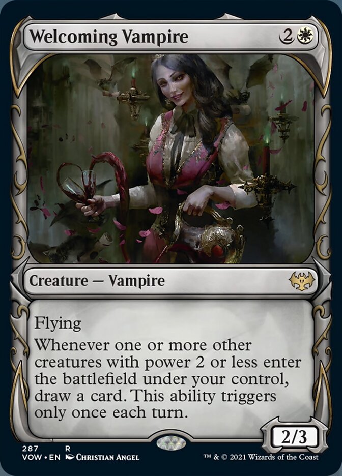 Welcoming Vampire (Showcase Fang Frame) [Innistrad: Crimson Vow] Foil