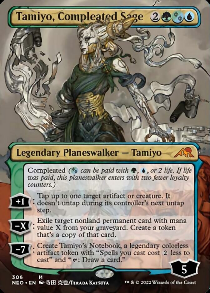 Tamiyo, Compleated Sage (Borderless) [Kamigawa: Neon Dynasty] Foil
