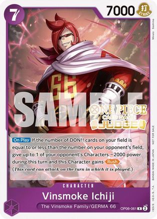Vinsmoke Ichiji (Judge Pack Vol. 5) (OP06-061) - [One Piece Promotion Cards] Foil